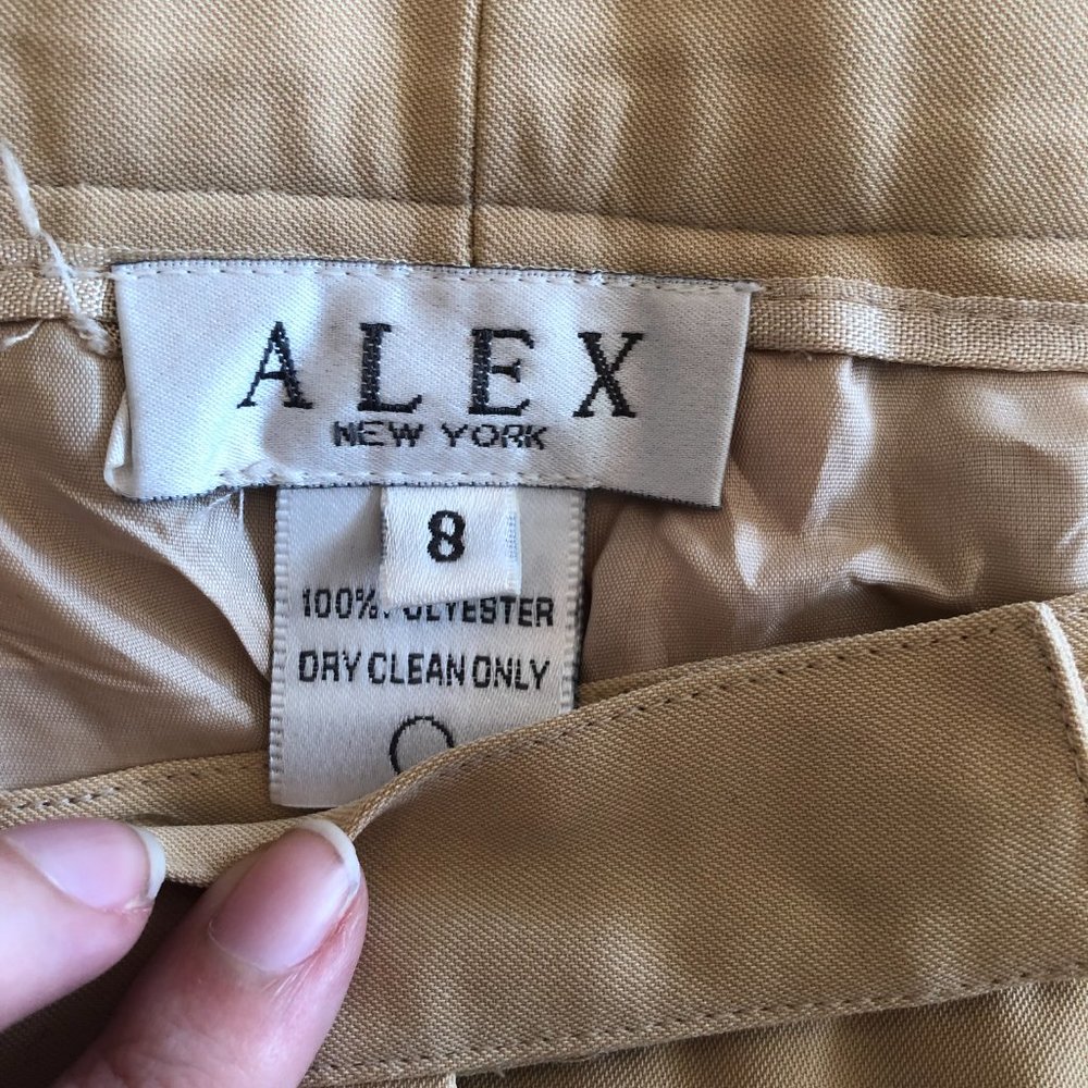 Alex New York Tailored Tan Trousers | Lined Straight Leg Pants | Size 8 - Picture 4 of 10